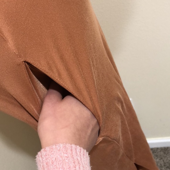 SOLD Michele Hah Belle Jumpsuit Size Small Salmon Coral Orange Split Leg - Picture 4 of 8